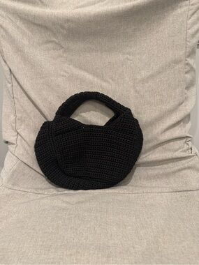 Black Crochet Handbag - Women's Crocheted Tote